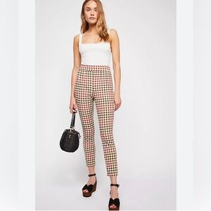 Free People Checked pants in Yellow, Light Blue & Burgundy